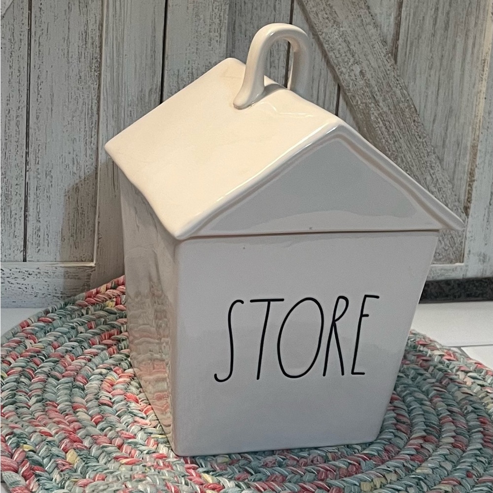 Rae Dunn STORE White Ceramic Storage Container